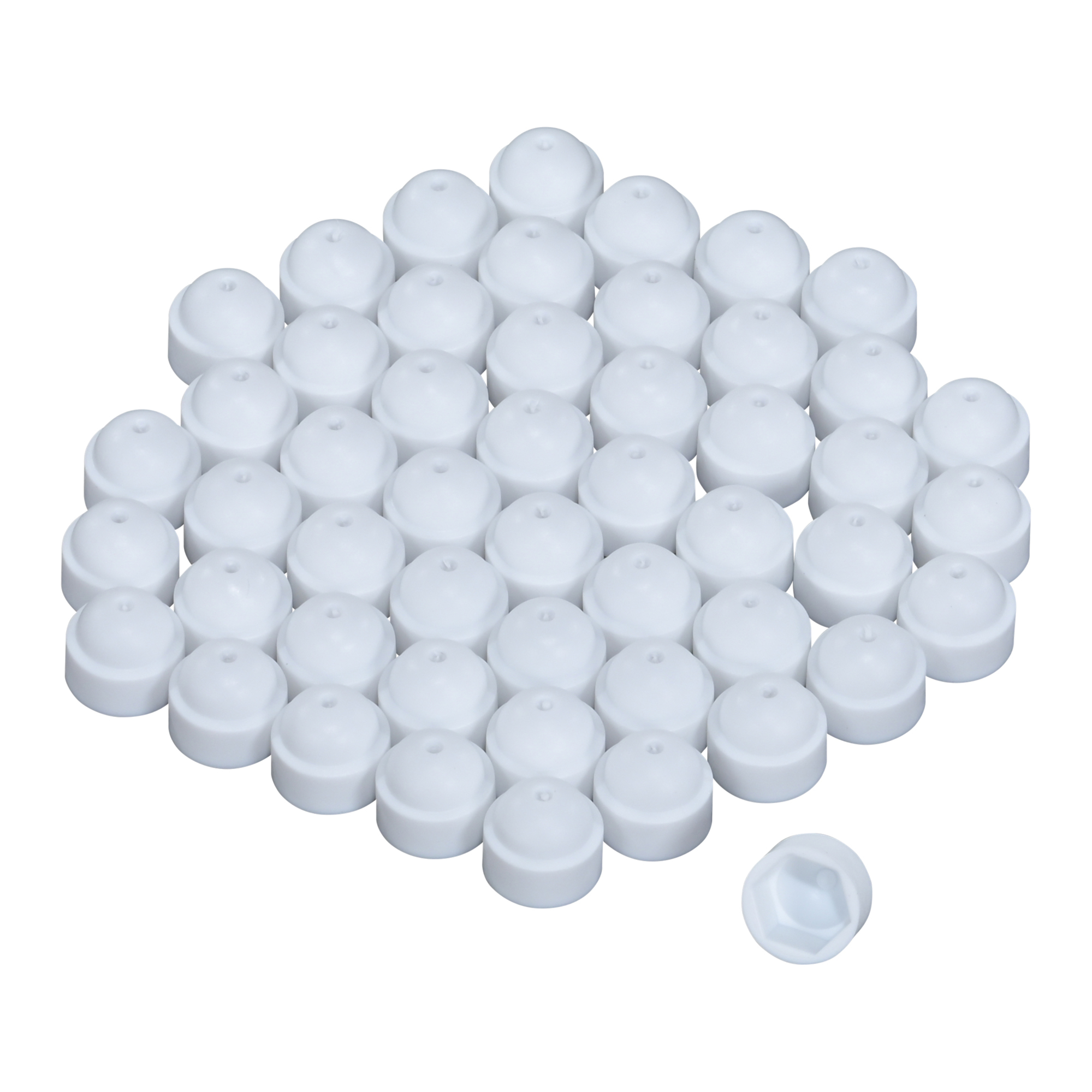 Vestil Plastic Hex Bolt Caps - 3/8in., 50 Pcs, 0.75in. Height, White, Model# BC-WT-38-PK